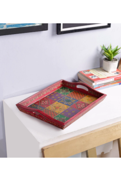 Multicolour Solid Wood Decorative Tray Multicolour Solid Wood Decorative Tray